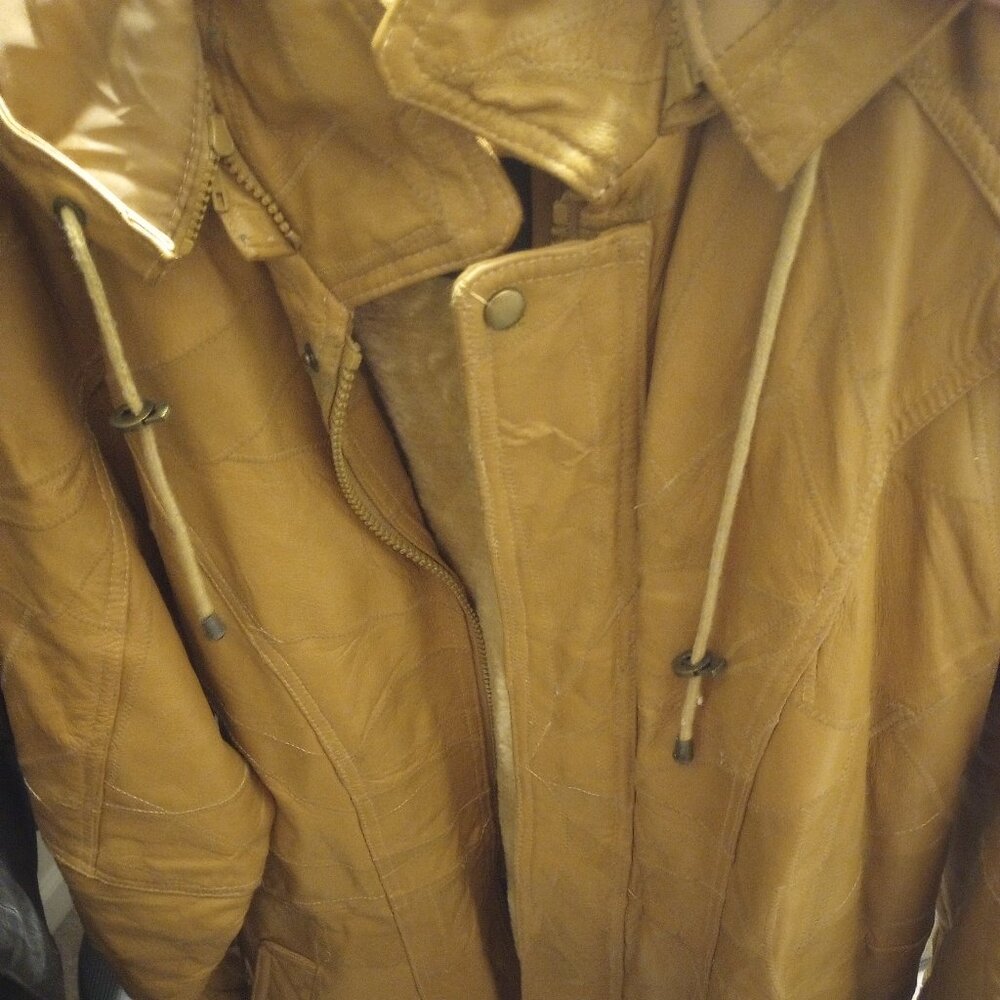 Women's Henig Furs L Brown Leather Jacket with Fur